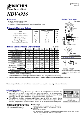 NDV4916 Datasheet PDF Nichia Corporation