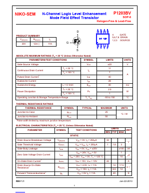 P1203BV Datasheet PDF Niko Semiconductor