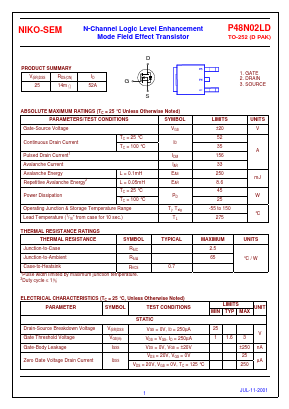 P48N02LD Datasheet PDF Niko Semiconductor