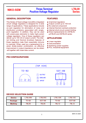 L78L05N Datasheet PDF Niko Semiconductor