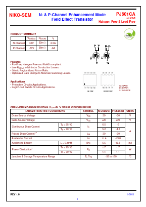 PJ601CA Datasheet PDF Niko Semiconductor