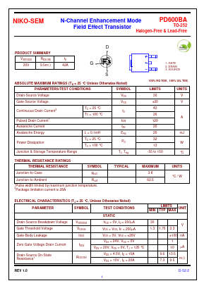 PD600BA Datasheet PDF Niko Semiconductor