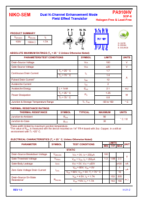 PA910HV Datasheet PDF Niko Semiconductor