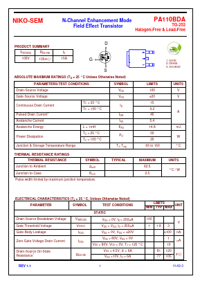 PA110BDA Datasheet PDF Niko Semiconductor