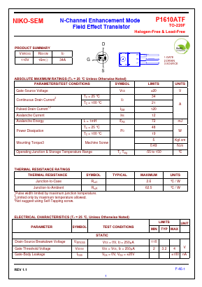 P1610ATF Datasheet PDF Niko Semiconductor