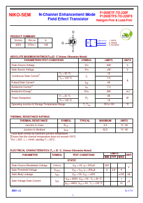 P1260ETF Datasheet PDF Niko Semiconductor