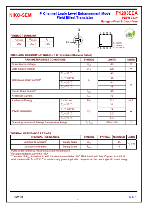 P1203EEA Datasheet PDF Niko Semiconductor