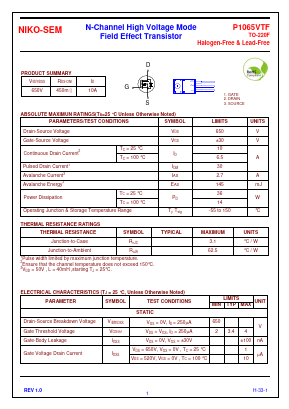 P1065VTF Datasheet PDF Niko Semiconductor