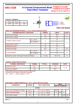 P1060ETFS Datasheet PDF Niko Semiconductor