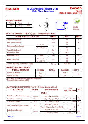 P1006BD Datasheet PDF Niko Semiconductor