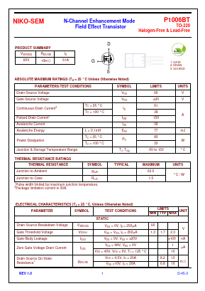 P1006BT Datasheet PDF Niko Semiconductor