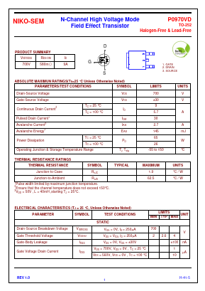 P0970VD Datasheet PDF Niko Semiconductor