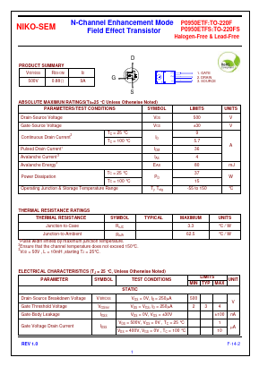 P0950ETFS Datasheet PDF Niko Semiconductor