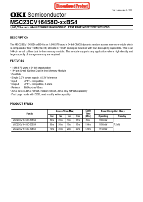 MSC23CV16458D-60BS4 Datasheet PDF Oki Electric Industry