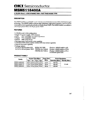 MSM5116400A-80SJ Datasheet PDF Oki Electric Industry
