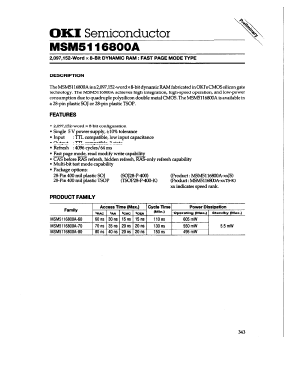 MSM5116800A-XXJS Datasheet PDF Oki Electric Industry