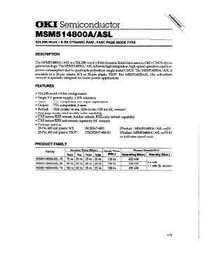 MSM514800ASL-10 Datasheet PDF Oki Electric Industry