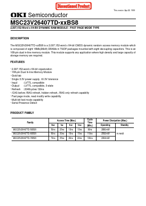 MSC23V26407TD-60BS8 Datasheet PDF Oki Electric Industry