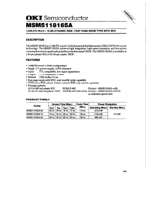MSM5118165A-70JS Datasheet PDF Oki Electric Industry