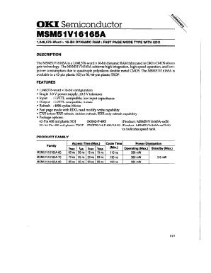 MSM51V16165A-70JS Datasheet PDF Oki Electric Industry