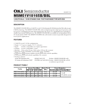 MSM51V18165B-70JS Datasheet PDF Oki Electric Industry