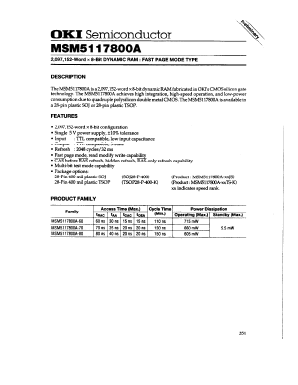 MSM5117800A-80JS Datasheet PDF Oki Electric Industry