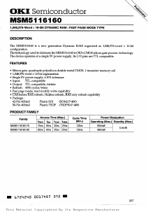 MSM5116160-80TL Datasheet PDF Oki Electric Industry