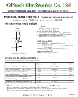 P6KE220A Datasheet PDF Olitech Electronics Co.Ltd