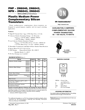 2N6042G Datasheet PDF ON Semiconductor
