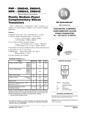 2N6042G Datasheet PDF ON Semiconductor