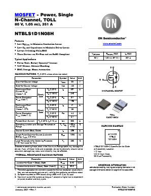 NTBLS1D1N08H Datasheet PDF ON Semiconductor