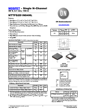 NTTFS2D1N04HL Datasheet PDF ON Semiconductor