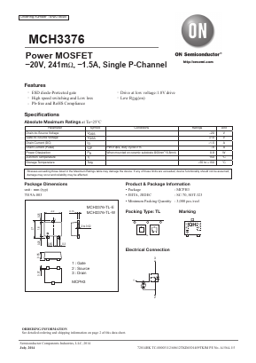 MCH3376-TL-W Datasheet PDF ON Semiconductor