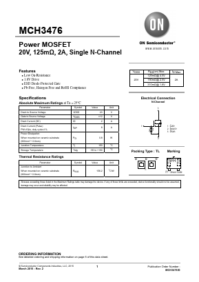 MCH3476 Datasheet PDF ON Semiconductor