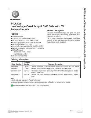 74LCX08 Datasheet PDF ON Semiconductor