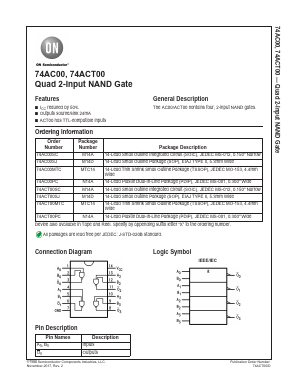 74ACT00SCX Datasheet PDF ON Semiconductor