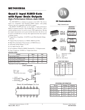 MC74HC03ADTEL Datasheet PDF ON Semiconductor