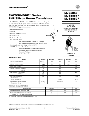 MJE5850 Datasheet PDF ON Semiconductor