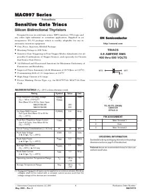MAC997A8RL1 Datasheet PDF ON Semiconductor
