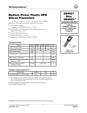 2N4922 Datasheet PDF ON Semiconductor