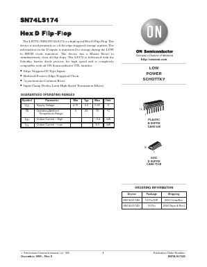 SN74LS174M Datasheet PDF ON Semiconductor