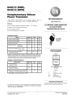 D45C12 Datasheet PDF ON Semiconductor