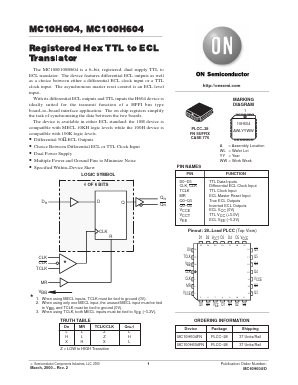 MC100H604 Datasheet PDF ON Semiconductor