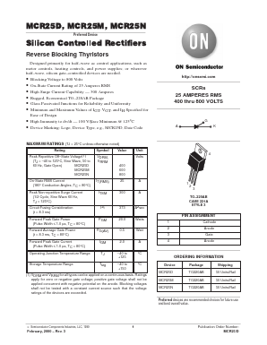 MCR25M Datasheet PDF ON Semiconductor