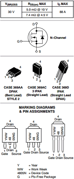 NTD4805N Datasheet PDF ON Semiconductor