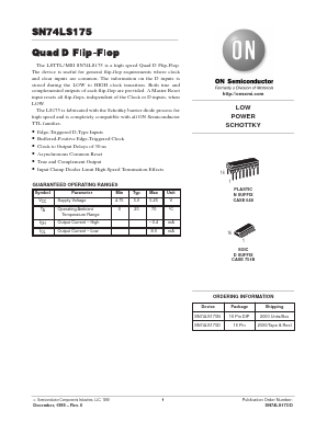 SN74LS175ML2 Datasheet PDF ON Semiconductor