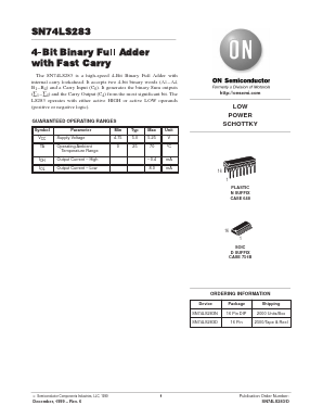 SN74LS283MEL Datasheet PDF ON Semiconductor