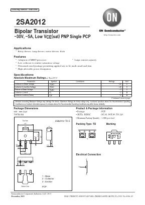 2SA2012-TD-E Datasheet PDF ON Semiconductor