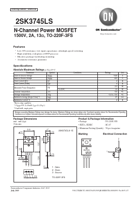 2SK3745LS Datasheet PDF ON Semiconductor