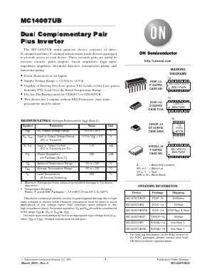 MC14007UBCP Datasheet PDF ON Semiconductor